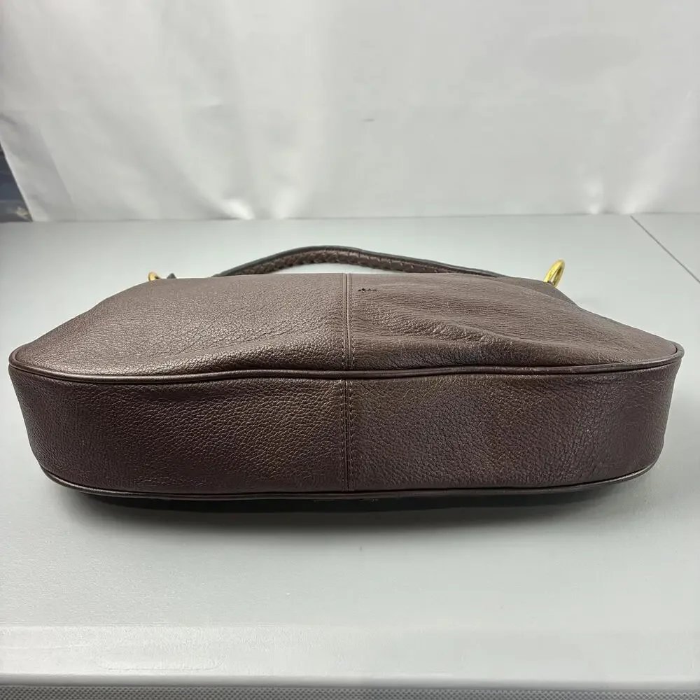 Wilson's Leather Chocolate Brown Handbag Hobo Style with Braided Handle